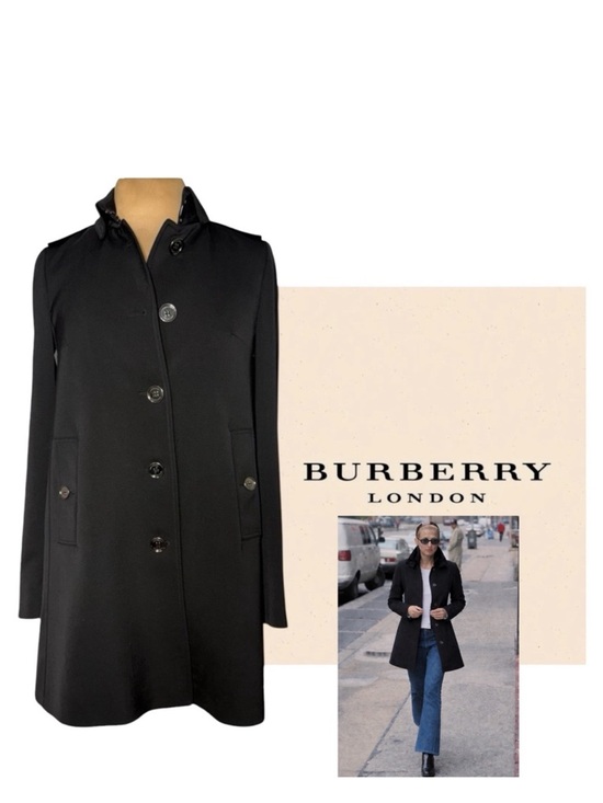 Burberry Jackets & Blazers - Burberry London Black Short Camden Heritage Car Coat Nova Check Lining Size 6